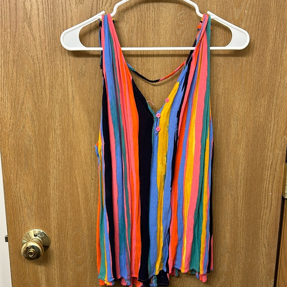 Multi colored tank top with cute detailed back